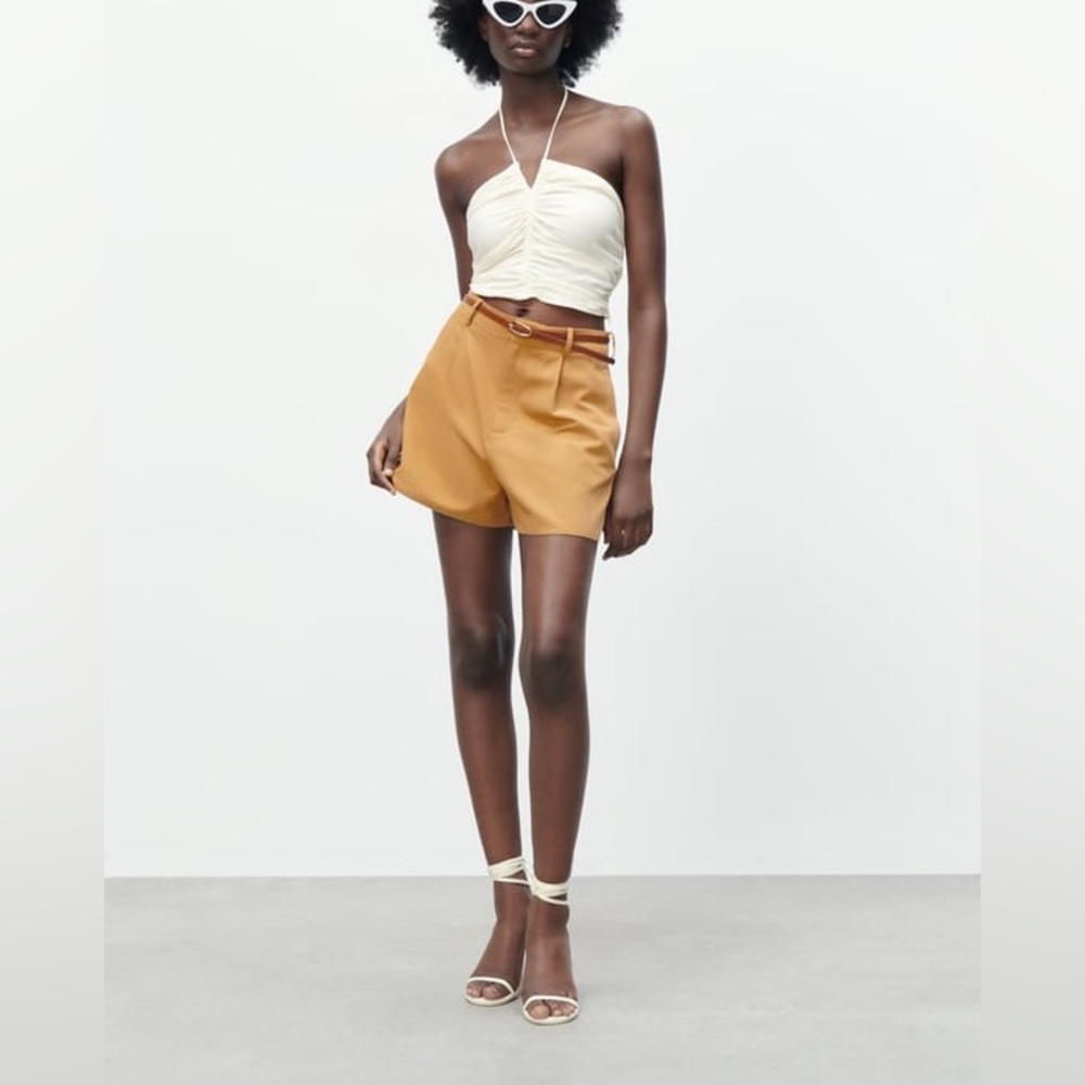 NWT Zara Brown Shorts with Belt. Size M - Picture 5 of 6